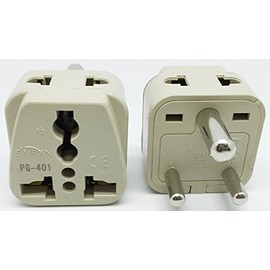 Simran 2-Outlet Universal USA to India Plug Adapter CE and RoHs Compliant, Model PG-401