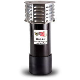 OdorHog Metal Cap Slip On Vent Stack Pipe Filter 4" Black ABS, Removes Outdoor and Sewer Odor Problems (4.0-inch)