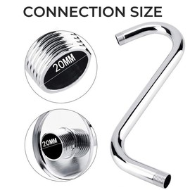 S Shaped Shower Head Riser Pipe, Shower Head Extender Arm with Flange, Standard 1/2" Connection Bathroom Accessory(Chrome)