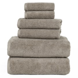 100 Percent Cotton Towel Set, Zero Twist, Soft and Absorbent 6 Piece Set With 2 Bath Towels, 2 Hand Towels and 2 Washcloths (Taupe) By Lavish Home
