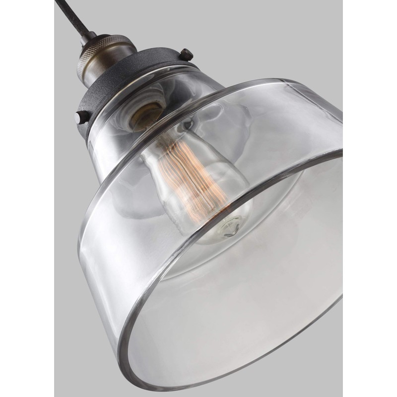 Feiss P1348PAGB/DWZ Baskin Glass Pendant Lighting, Brass, 1-Light (10"Dia x