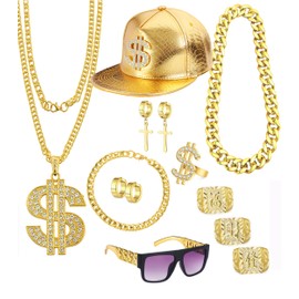 SONNYX 80 90s Outfits for Men Women Hip Hop Costumes Kit Rapper Themed Party Outfits Accessories