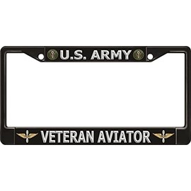 U.S. Army Veteran Aviator Black License Plate Frame