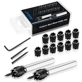 Spot Weld Cutter Set Double Sided,3/8" HSS Spot Weld Cutter Remover Drill Bits Hex Sheet Metal Hole Cutter Remover Kit for Power Drill Spot Welding, by NAKAO (16 Pcs)