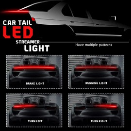 OPPBUY Universal LED Spoiler Rear Lip Kit with Brake Light,Turn Signal Light,Running Light,51 Inch(1.3 M) Car Tail Light Strip for Car Trunk and Rear Windshield,Easy Installation