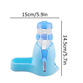 Tabanzhe Hamster Water Bottle with Stand,80ml Automatic Bottle Dispense with Food Container No Drip Leak-Proof Feeder Nozzle Water Auto Dispenser Stand for Small Animals Guinea Chinchillas Rat(Blue)