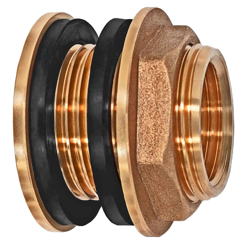 Brass Water Butt Feedthrough with Outlet Tap and Hose Nozzle