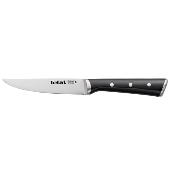 Tefal Ice Force K23209 Utility Knife, 11-cm Blade, Corrosion Protection, Hand Guard, Stainless Steel, Black