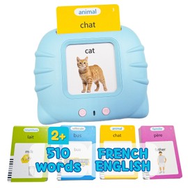 ZEENKIND French Talking Flash Cards for Kids, Bilingual Flash Cards 510 English French Sight Words, Learn French Pocket Speech for Toddlers 3-6 Years Old, Card Early Education Device Flashcard Toys