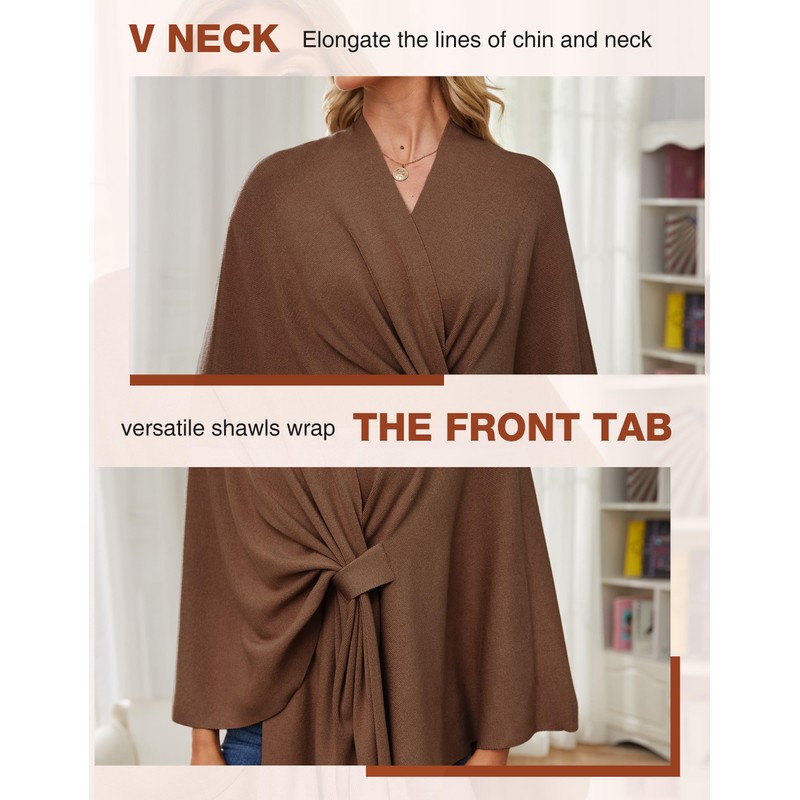 PULI Women's Elegant Shawl Wraps Soft Open Front Poncho Sweater