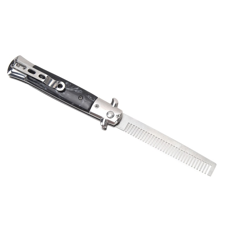 Switchblade Comb Men Automatic Push Button Foldable Pocket Oil Hair