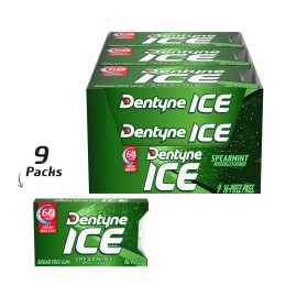 DENTYNE ICE Sugar Free Gum, Spearmint, 16 Pieces (9 Count)