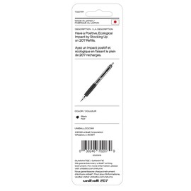 Uniball Signo 207 Gel Pen Refills, 0.7mm Medium Point, Black Ink, 6 Refills