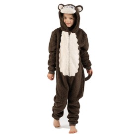 Wunsy Children's Brown Monkey All-in-One Onesie CostumeAll-In-One for Boys or Girls in Soft Fleece with a Tail In Childrens Age Years 5-6 Monkey54