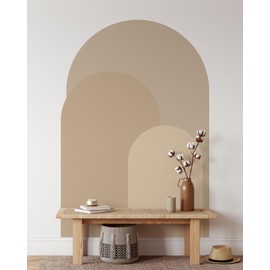 Coloritto Sand Beige Modern Arch Wall Decal | Peel and Stick Arch Wall Sticker | Removable Self Adhesive Boho Mural | Headboard Sticker (96" W x 72" H)