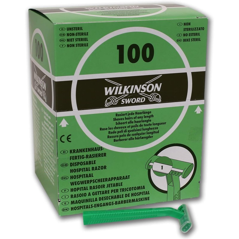 Wilkinson disposable razor hospital with retractable-function, dispenser box, green