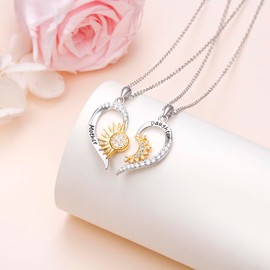 DAOSHANG - Collares para madre e hija, plata de ley 925 con colgante de corazón a juego, joyería familiar para mamá e hija, regalo para mamá, día de la madre, regalo de cumpleaños de hija, Una talla,