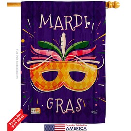 Beads Festival Garden House Flags Kit Springtime Mardi Gras Carnival Masquerade Celebration Season Holiday French Small Decorative Gift Yard Banner Double-Sided Made In USA 28 X 40