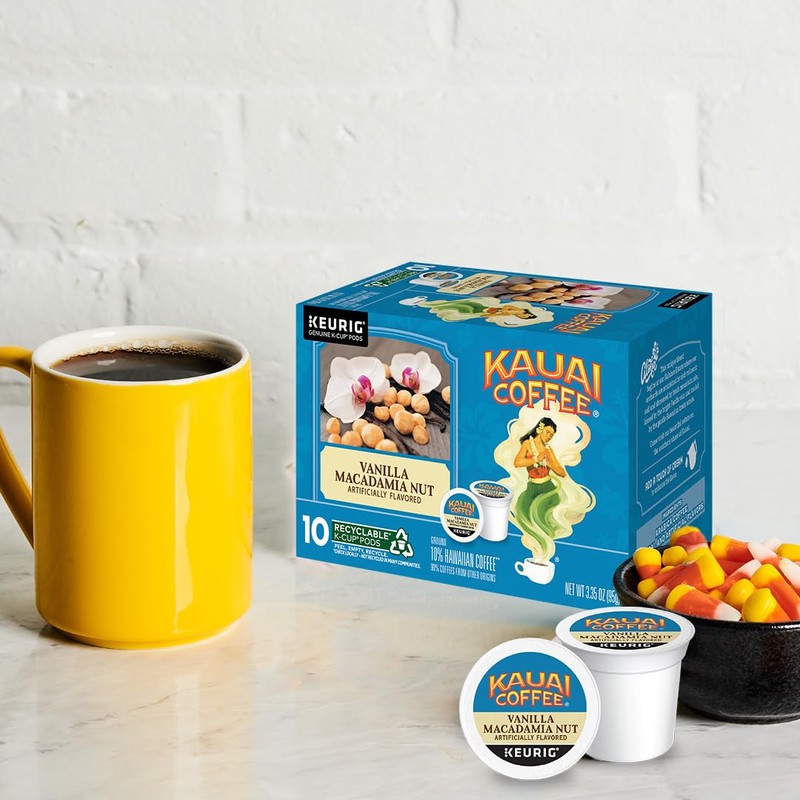 Kauai Coffee K-Cup Pods, Mocha Macadamia Nut & Vanilla Macadamia