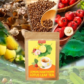 40 Bags Zesty Lemon Hawthorn Lotus Leaf Tea, Caffeine-Free Natural Ingredients Herbal Tea Bags, Improve Digestion, No Additives, Daily Enjoyment Tea for Women
