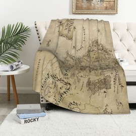 Bagea-Ka Middle Earth Map Pattern Throw Blanket Soft Cozy Warm Flannel Fleece for Couch Sofa Bed Home Decor All Season 60*40 inches