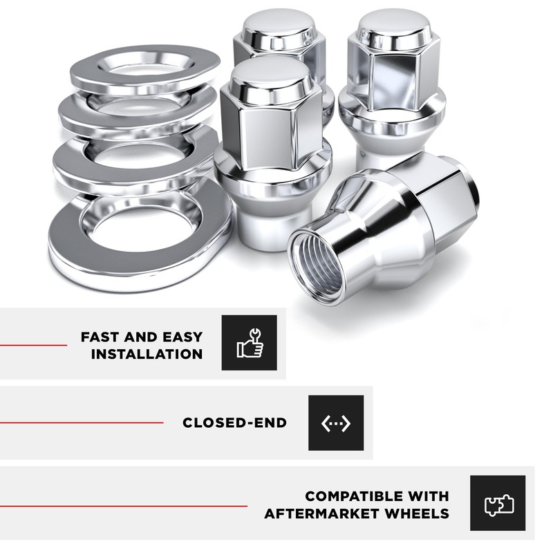 White Knight 7807-4 Chrome ET Bulge Lug Nut - 4