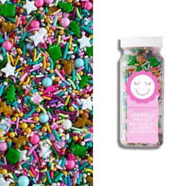 Sweetapolita Limited Edition Christmas Sprinkles (4oz, All Is Bright Holiday Sprinkles – Crunchy Jimmies, Presents, Gingerbread Men & Tree Candy Shapes)