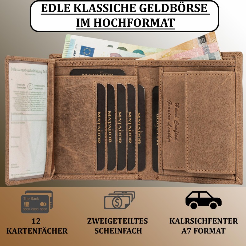 MATADOR 6402 Men's Unisex Wallet Women, light brown, Vintage