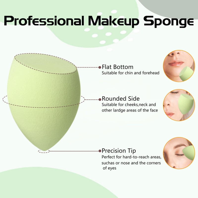 Makeup Sponge Set, 4-8 Pieces, Multi-Colour (Green)