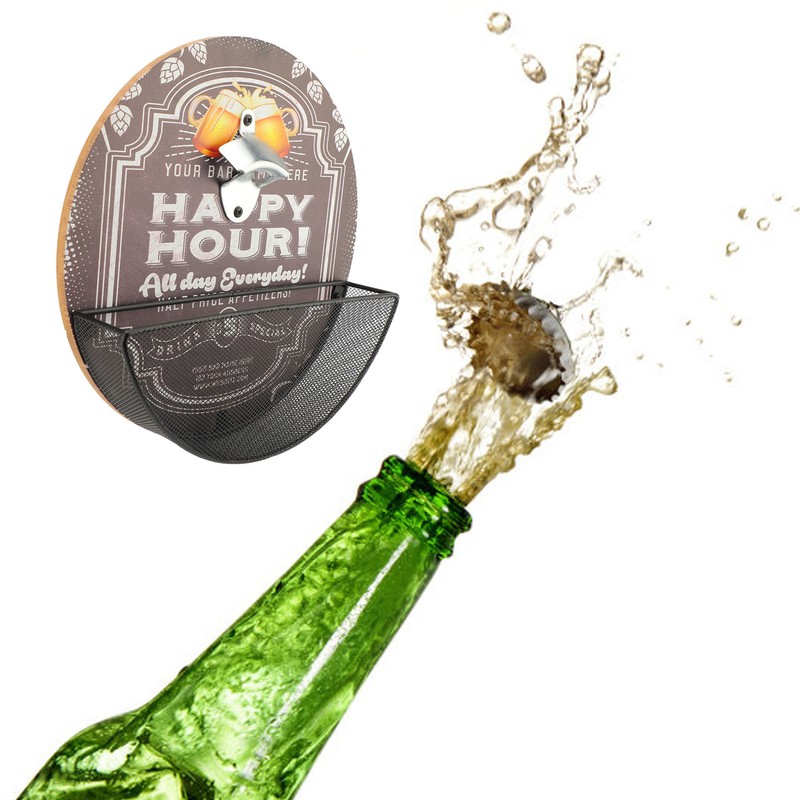 Wall Bottle Opener and Catcher Retro Design Decorative Beer Bottle