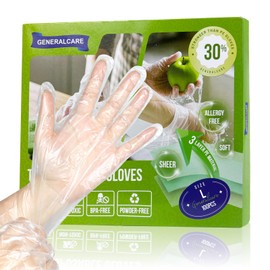 Disposable TPE Gloves Latex-Free Powder-Free BPA-Free Food Safe 100/400 Packs for Food Handling, Gardening, Cleaning (100 Count, Medium)