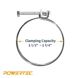 POWERTEC 70214-P2 1-1/2 Inch Double Wire Hose Clamp with bolt, Adjustable Hose Clamps for Pool Hose for Above Ground Pools & Spa Hose, Pipe Clamp, Worm Gear Clamp, 10 pack (Color May Vary)
