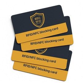 RFID Blocking Card 4 Pack, Debit Credit Card Protector, Anti-Theft Contactless NFC Blocker, Entire Wallet Protection
