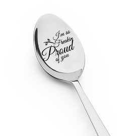 Daughter Son Inspirational Motivational Gifts for Grandaughter Grandson Graduation Gifts for best friend Sister Congratulations Gift I'm So Freaking Proud Of You Spoon Gift for Coffee Tea lover