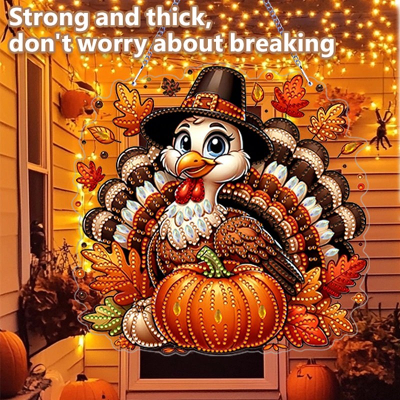 Thanksgiving Hanging Diamond Art Kits for Adults,Acrylic Window Decor