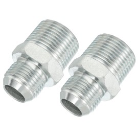PATIKIL Hex Reducing Nipple Connectors Pipe Adapter 1-1/16" Male 37° Flare JIC x 1" Male NPT, 2 Pack Pipe Fitting Reducer Nipple Adapter Plated Steel Hydraulic Fitting