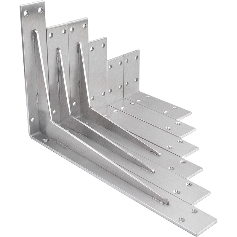 YUMORE Stainless Steel L Bracket, 10x6x2 in Shelf Brackets Heavy