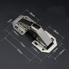 Qrity 2 x Small Screw-On Hinges with Spring Opening Angle 90° Kitchen Cabinet Door Hinges, No Slot Required, Suitable for the Thickness of Door Panel 8 ~ 14 mm