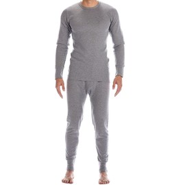 BILLIONHATS 2 Piece Thermal Sets for Men, Base Layer Long Johns Underwear, Top & Bottom, Cotton, Solid Colors Charcoal Gray
