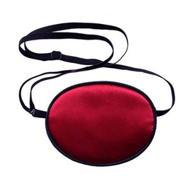 HugeDE Soft Comfortable Silk Pirate Eye Patch for Adults Lazy Eye Amblyopia Strabismus Deep Red