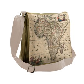 Lunarable Antique Messenger Bag, Old Map of Africa Continent, Unisex Cross-body