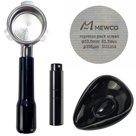 54mm Coffee Bottomless Portafilter and Espresso Puck Screen and Coffee Dosing Cup and Spray Bottle Set for Breville BES870XL 870BSXL 878BSS 880BSS 840XL Replacement Parts Bottomless Portafilter 4 in 1