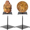 RattanView 2 Pcs Black Metal Base for Sculptures Mask Display