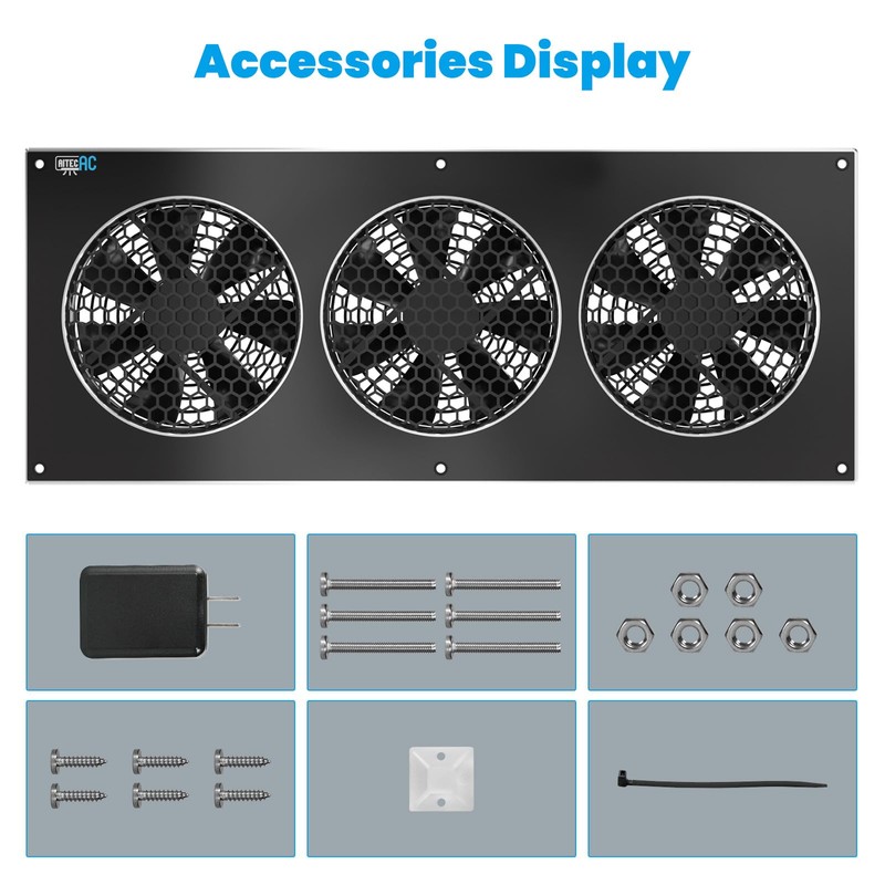 AITECAC 18'' Media Cabinet Exhaust Fan with Smart Controller, Quiet