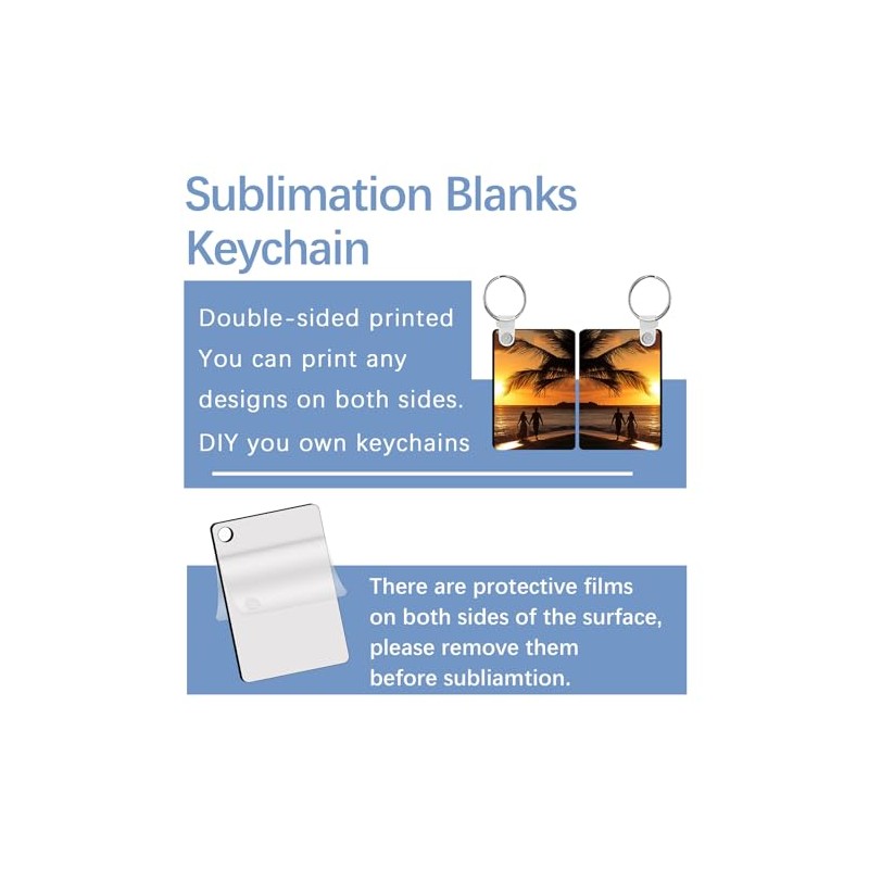 LaiHiulaan 120 Pcs Sublimation Keychain Blanks Rectangle Bulk Products Double