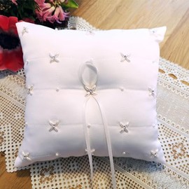 Weddix Ring Cushion Lovely Pearls Romantic Wedding Ring Cushion with Embellishments 21 x 21 cm