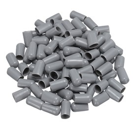 QUARKZMAN Pack of 100 Rubber End Caps 10 mm (3/8 Inch) ID Vinyl PVC Round Tube Bolt Cap Cover Protectors for Screw Thread Grey