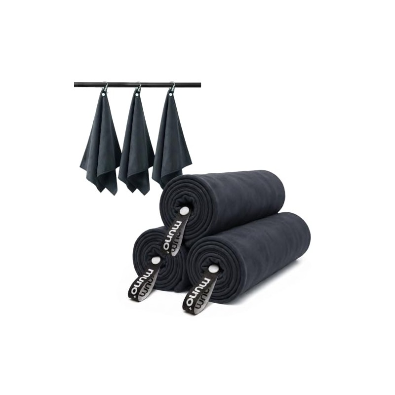 muno+ Toallas de Microfibra para Gym 65×39 cm con Lazo