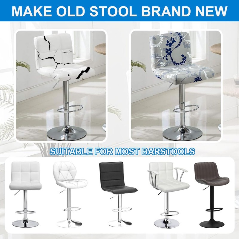Levoberg Bar Stools Cover Set of 2 Printed Armless Swivel
