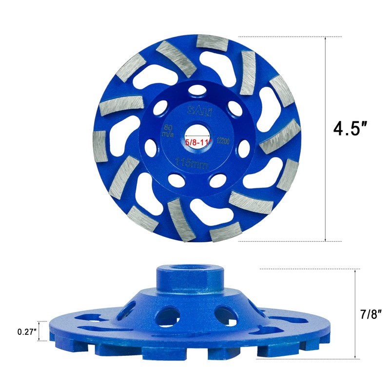 SALI 3pcs 4.5 Inch Concrete Grinding Wheels 14 Turbo Diamond